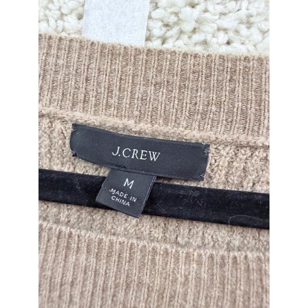 J.Crew Waffle Knit Sweater Womens‎ Medium Tan Alpaca Merino Wool AU299 - Picture 2 of 8